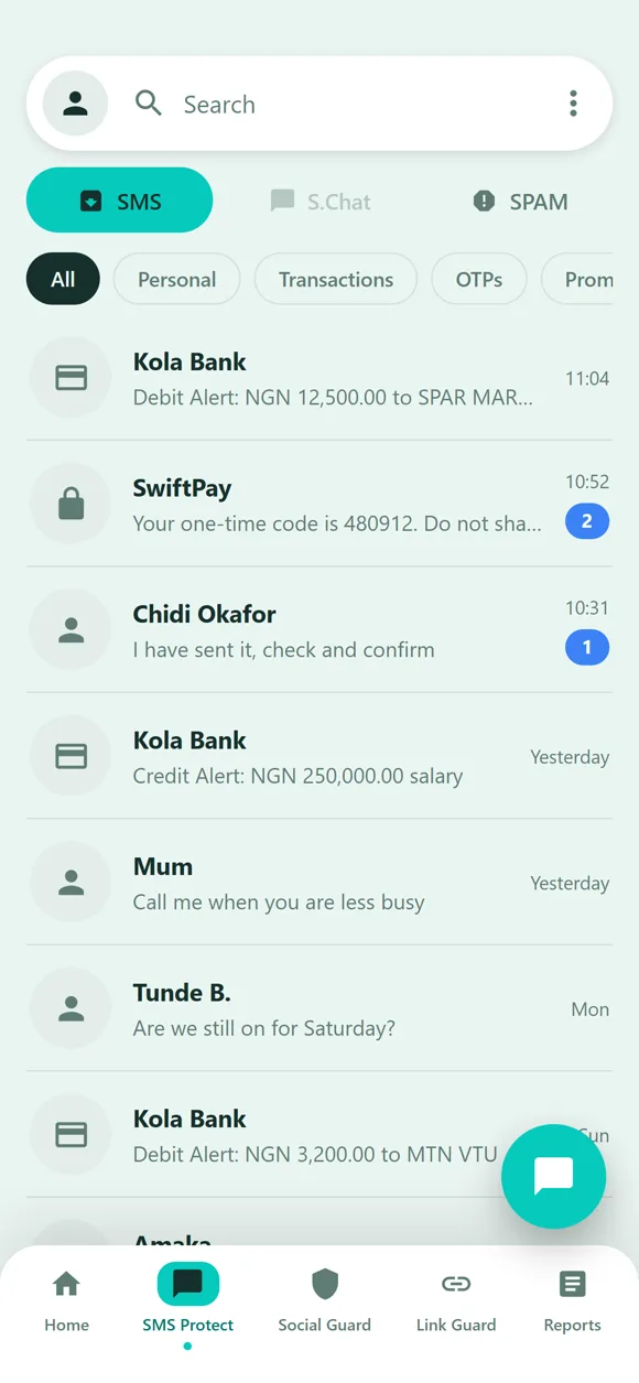 SMS Protect, every text judged on arrival